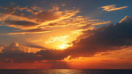 Vivid Sunset with Dramatic Clouds