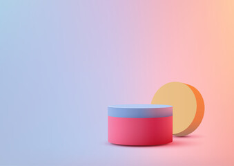 Minimalist 3D Colorful Cylinder and Circle Scene on Gradient Background for Product Display Branding and Mockup Showcases