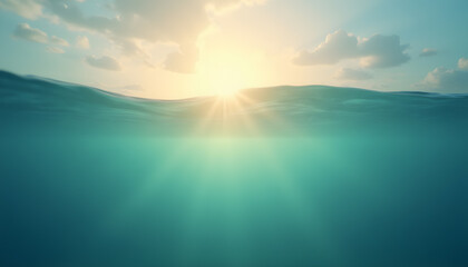 Fototapeta premium Calming Ocean Gradient with Gentle Blues and Greens