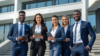 Professional Team Standing Together in a Corporate Setting