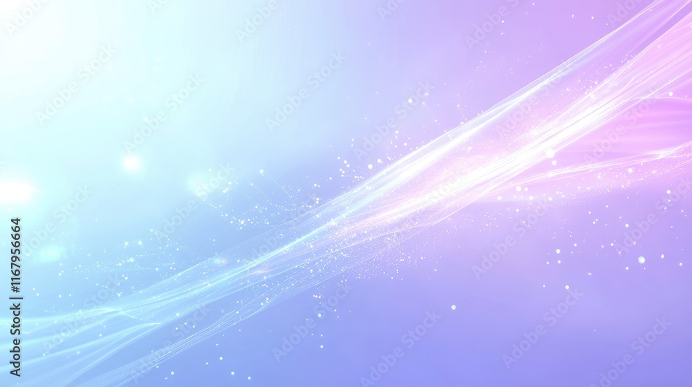 Poster pastel dream: abstract light pink and blue background with soft glowing lines and bokeh effect. perf