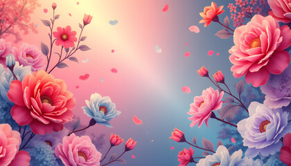 Dynamic Korean Hanbok Floral Patterns with Pastel Gradients