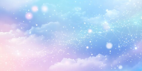 Obraz premium Abstract light blue background with white glowing connections and dots, a technology or science illustration for banner design. ,generative ai