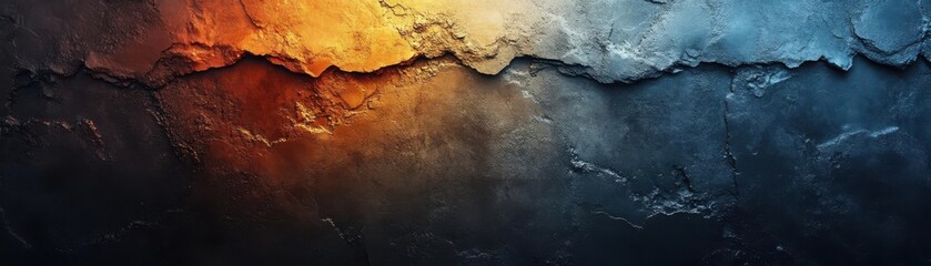 A textured surface blending warm orange and cool blue tones, evoking a sense of depth and contrast.