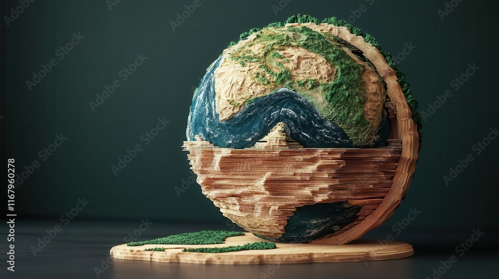 Poster earth structure board flat design side view core layers