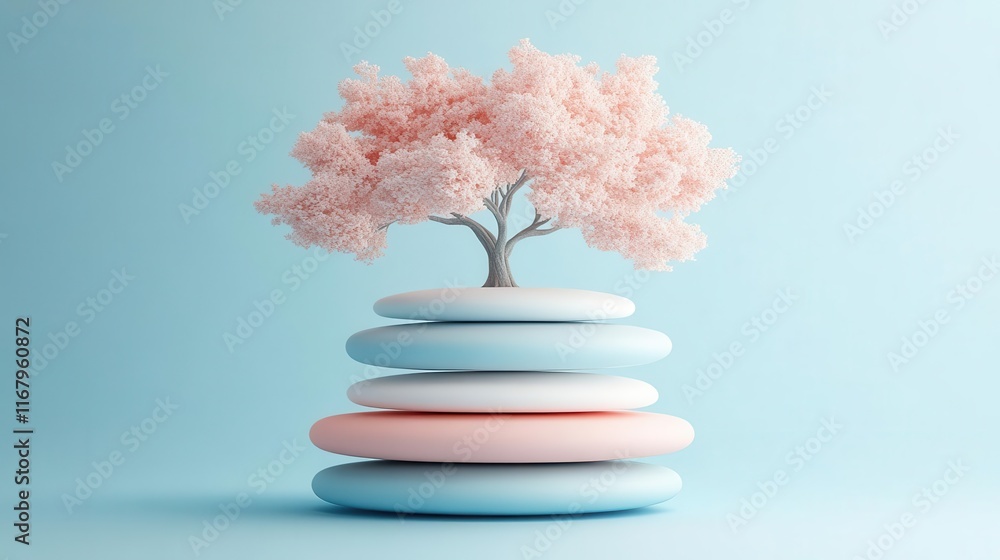 Aufkleber ecosystem balance summary flat design front view food chain theme 3d render colored pastel