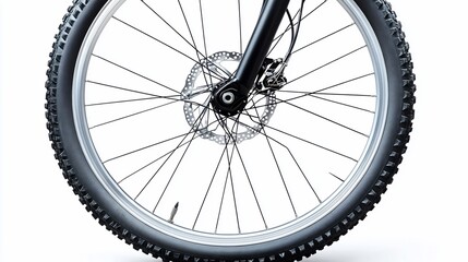 Naklejka premium Close-up of mountain bike wheel with disc brake.