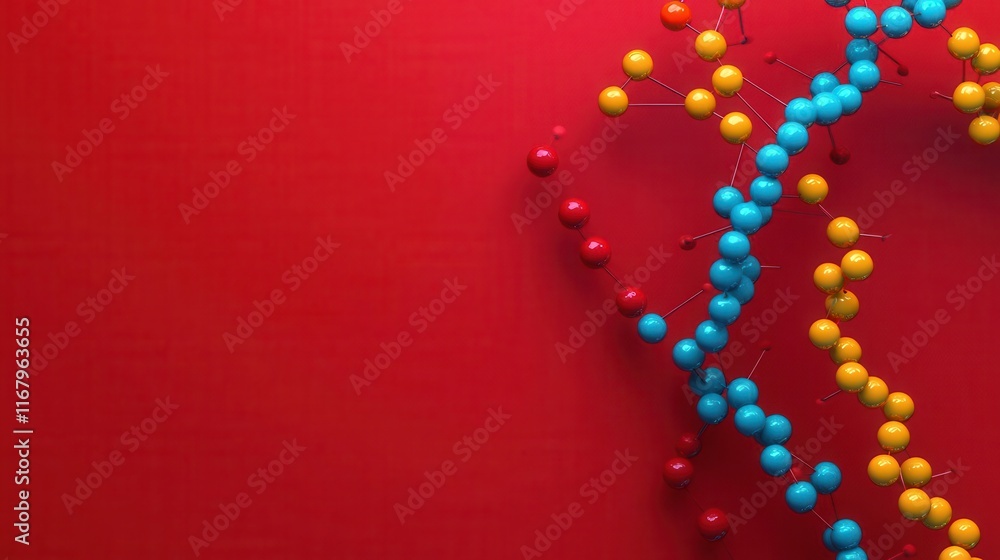 Poster gene synthesis tracker flat design top view molecular biology theme 3d render splitcomplementary col