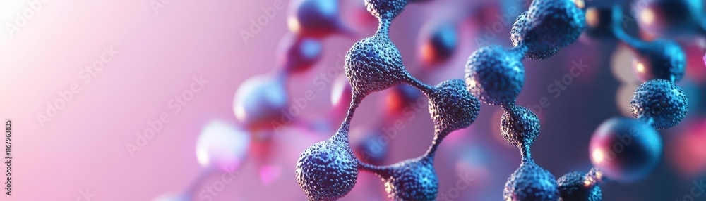 Poster a visually striking image of molecular structures, showcasing interconnected atoms and a vibrant bac