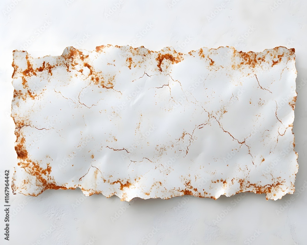 Poster rectangular rusty metal sheet with irregular edges