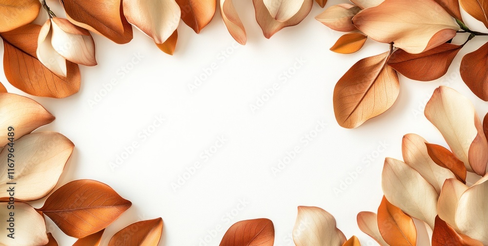 Aufkleber autumn leaves frame on white background with copy space.
