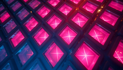 Fototapeta premium Bold Geometric Squares with Neon Highlights