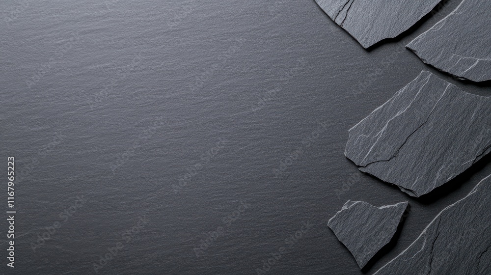 Poster smooth dark slate surface with fragmented edges.