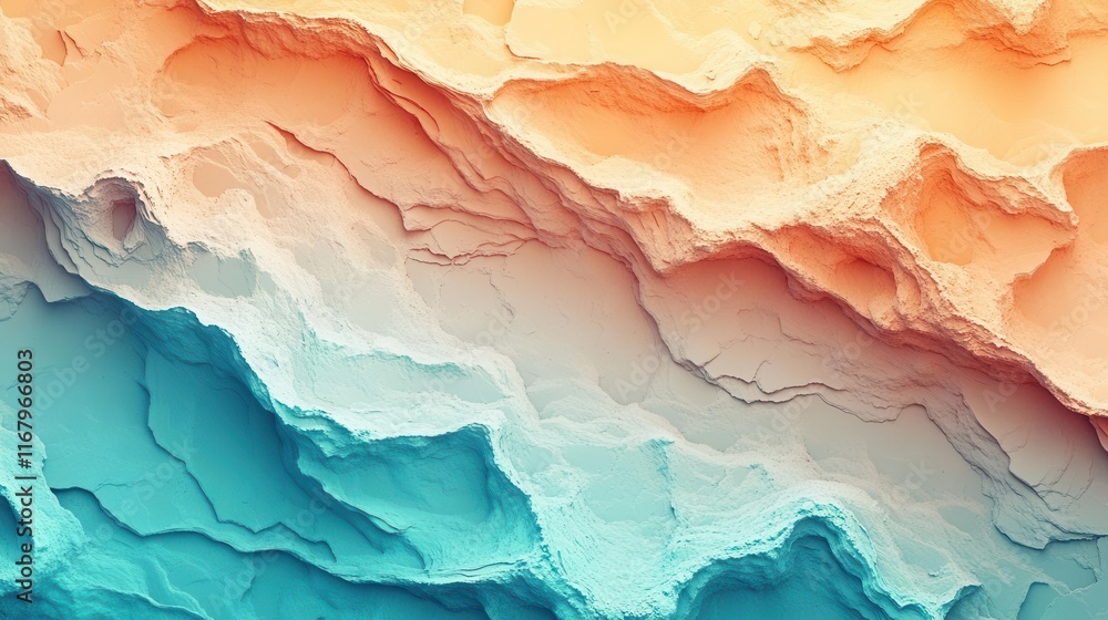 Poster abstract layers of soft colors blend seamlessly, creating a visually striking landscape of orange an