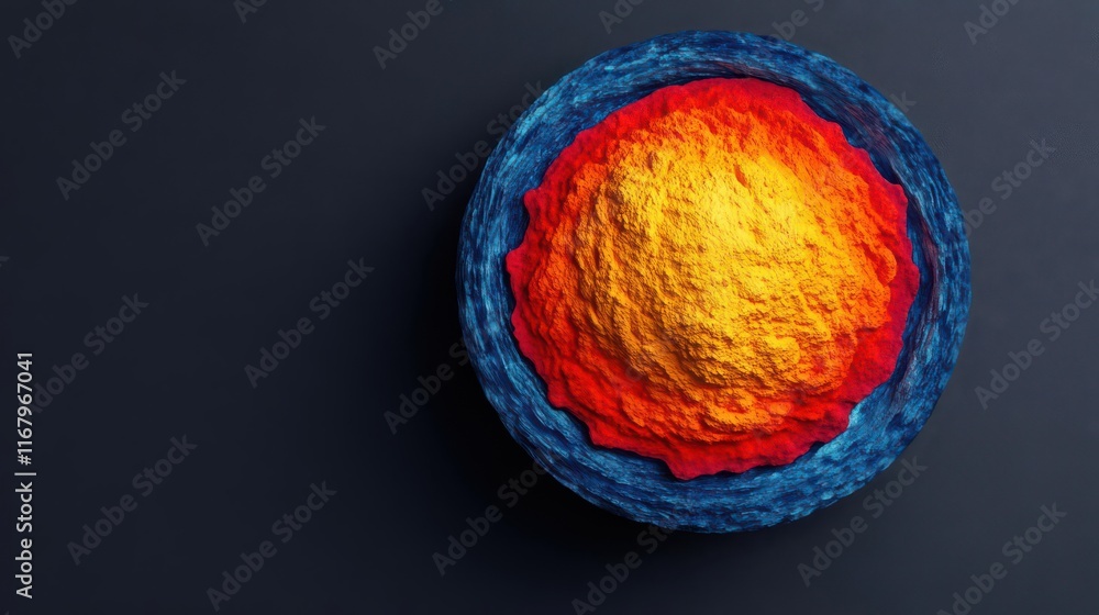 Poster mantle and core tracker flat design top view earth structure theme 3d render vivid