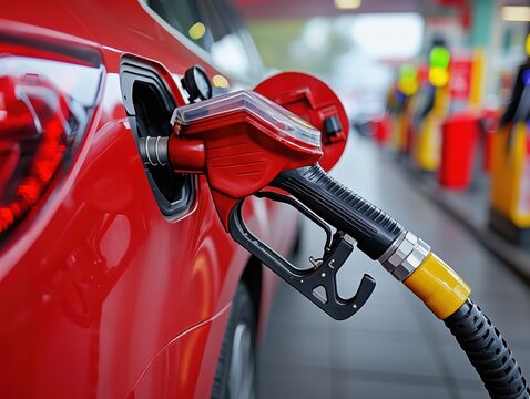 Uma bomba de combust&iacute;vel abastecendo um carro