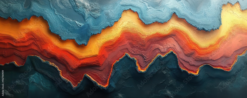 Poster plate fault lines panel flat design side view earthquakes and volcanoes theme 3d render complementar