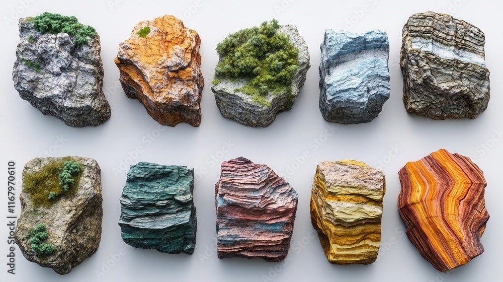 Aufkleber a collection of colorful rocks showcasing various textures and patterns, each with unique features r