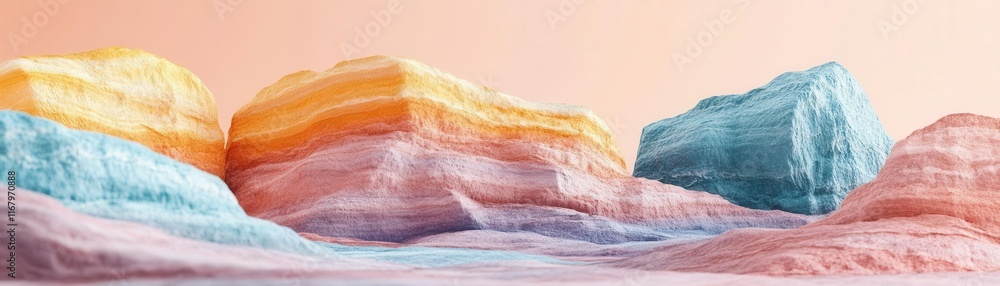Poster rock geology summary flat design front view formations and earth science theme 3d render colored pas