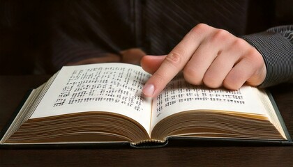 Fototapeta premium Generated image. A hand reading braille. World Braille Day