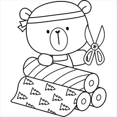 a vector of polar bear and present