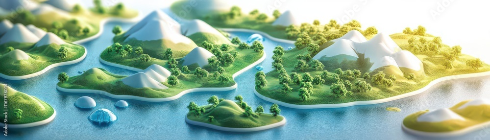 Poster water cycle tracker flat design top view environment resources