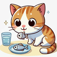 fish food cat illustration