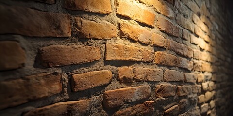 Illuminated Brick Wall Texture:  Rustic Architectural Background