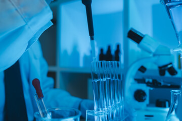 researchers working in the clinical laboratory, scientists working in the lab, science, chemists...