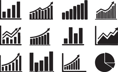 Graph: Clean Vector Illustration of a Data Representation in Minimalistic Black Design