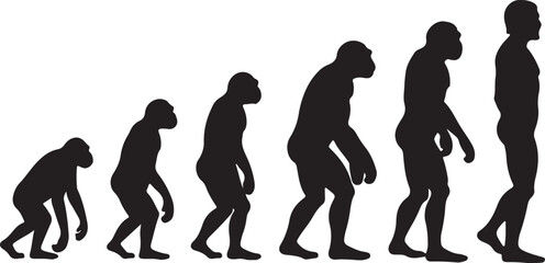 Human Evolution Silhouettes: Comprehensive Vector Illustration of Human Progression Through Ages