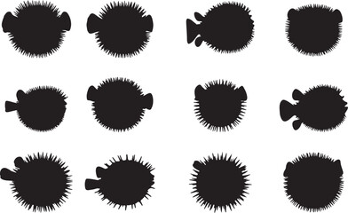Pufferfish Silhouette: Unique Marine Animal in a Clean Black Vector Design