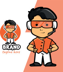 illustration child superhero cartoon character