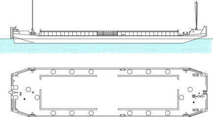Vector sketch illustration silhouette design detail of offshore oil tanker ship for industry.eps