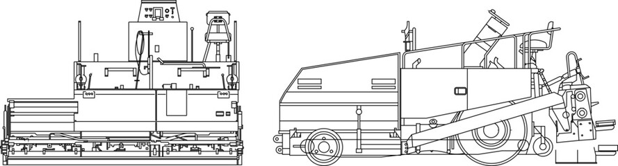 Vector sketch illustration silhouette design of construction vehicle machine asphalt road work.eps