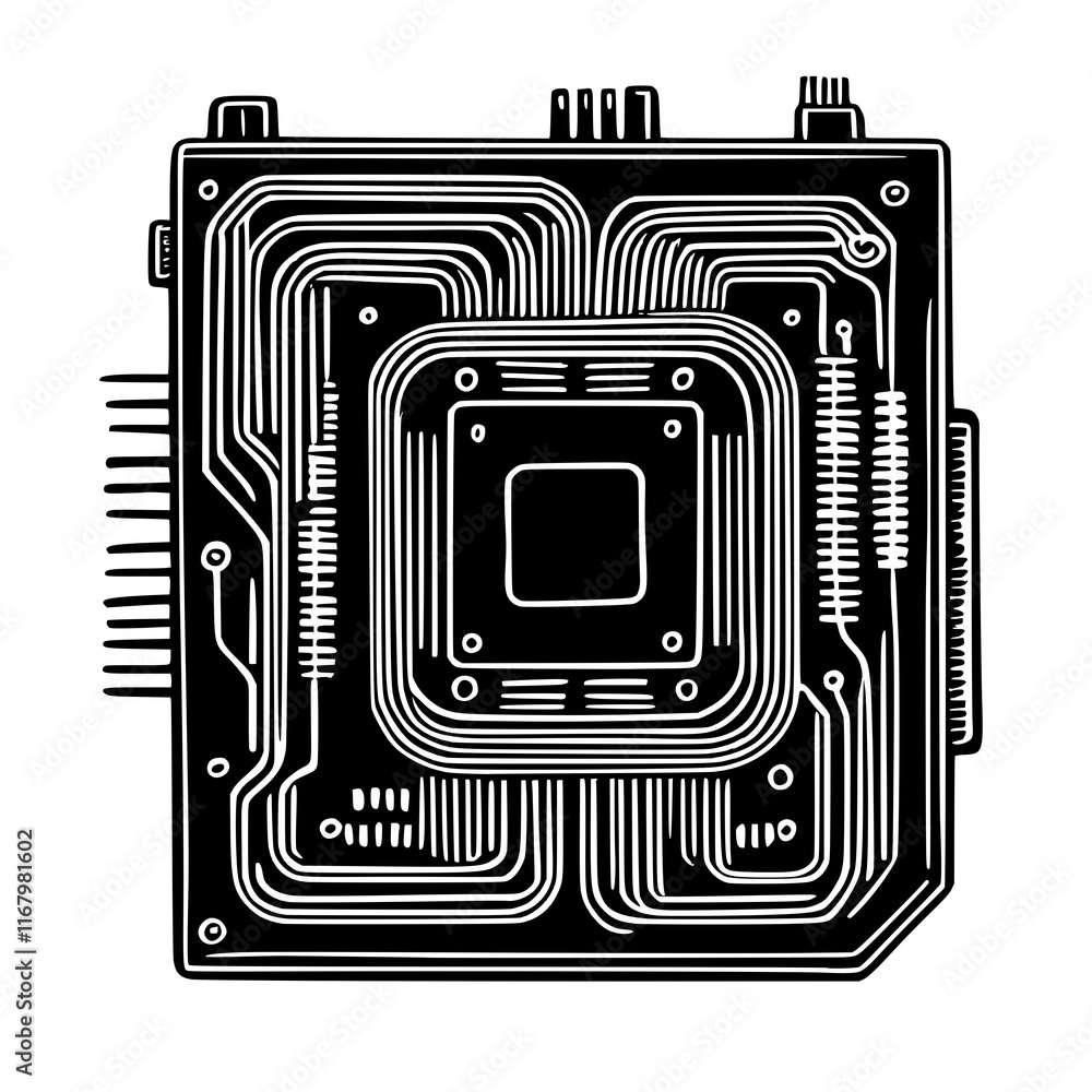 Poster abstract circuit board, computer chip.