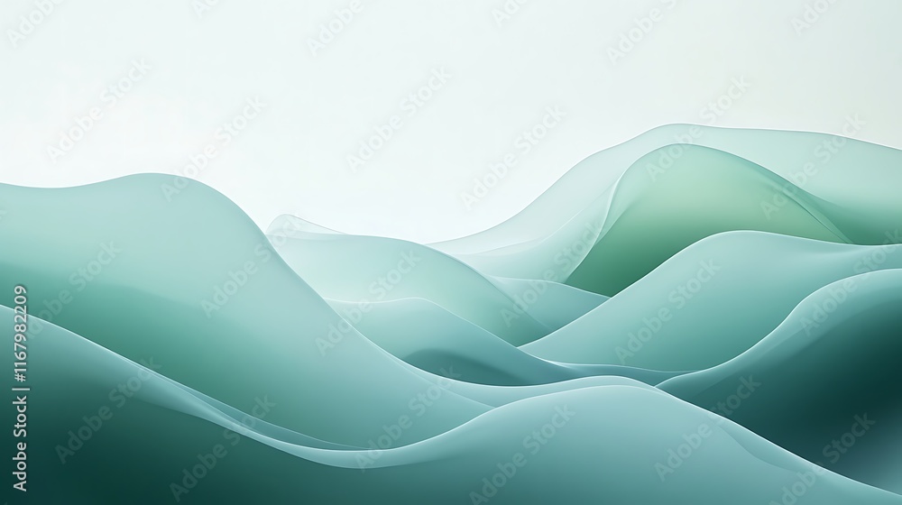 Aufkleber a smooth and flowing abstract background featuring soft wave-like shapes in green and blue gradients