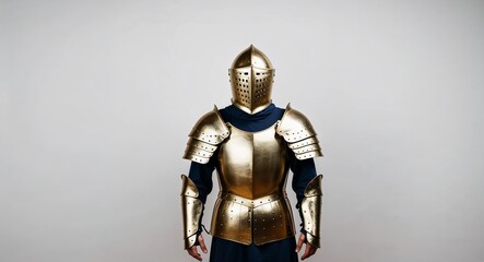 Gold theme medieval body armor on plain white background