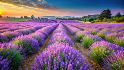 Obraz premium Freshly harvested lavender fields with tall, fragrant purple flowers