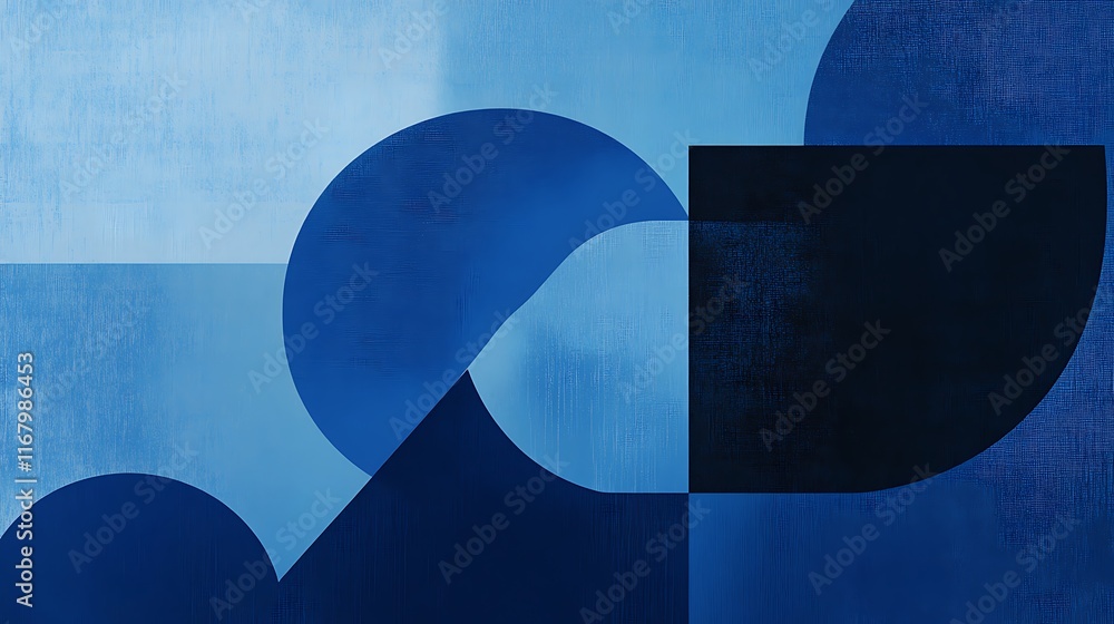 Poster deep blue gradient background with a subtle grainy texture and geometric shapes, creating a modern a