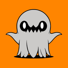 cute monster cartoon on orange background