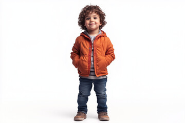 3 year old boy isolated on a white background
