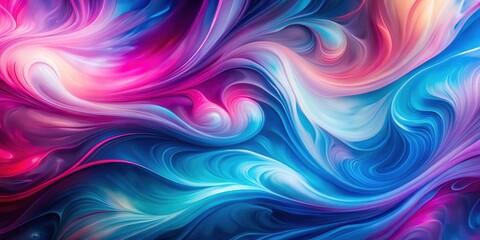 Obraz premium Vibrant blue and pink hues blend in a blurred abstract background with swirling patterns of shapes and colors , #blue