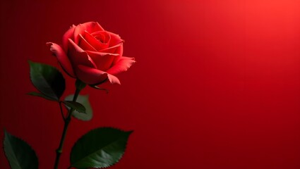 Luxurious red rose on a dark red gradient backdrop. Ideal for romantic designs, anniversary cards, floral decor, luxury branding, and gift packaging with an elegant, passionate touch.

