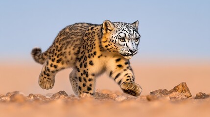 Obraz premium A surreal depiction of a leopard with a unique facial design.