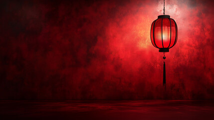 Chinese red lanterns and wall background.