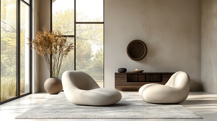 Indoor cozy interior modern design with minimalist furniture