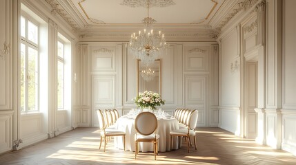 Luxurious dining room elegant setup for a bright aesthetic