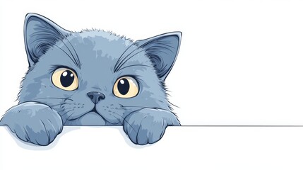 Playful Scottish Fold Kitten in Cartoon Style on White Background for Design Overlays