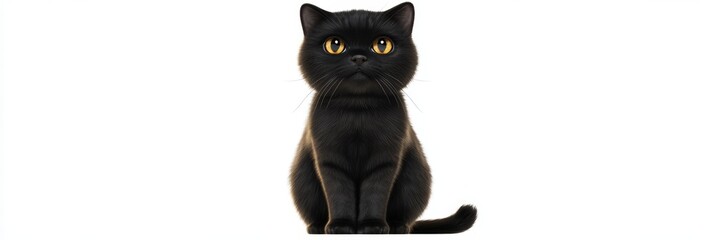 Elegant Scottish Fold Cat in 3D Cartoon Style with Folded Ears on White Background for Campaign Designs